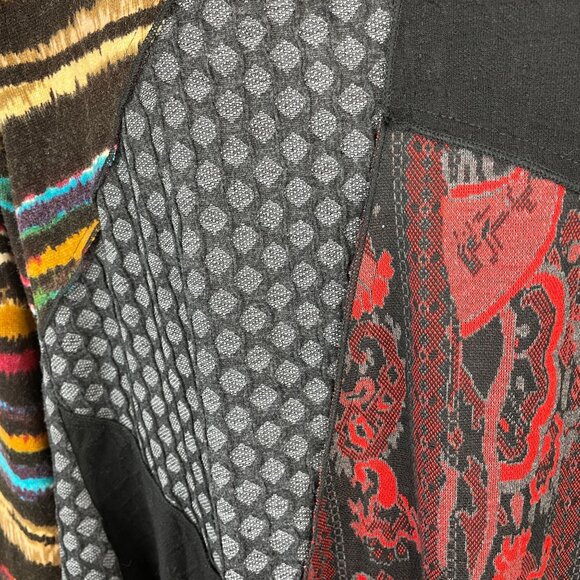 Vintage Pyramid Collection Art To Wear Boho Patchwork Top Xlarge 90s Knit Tunic - Picture 5 of 13